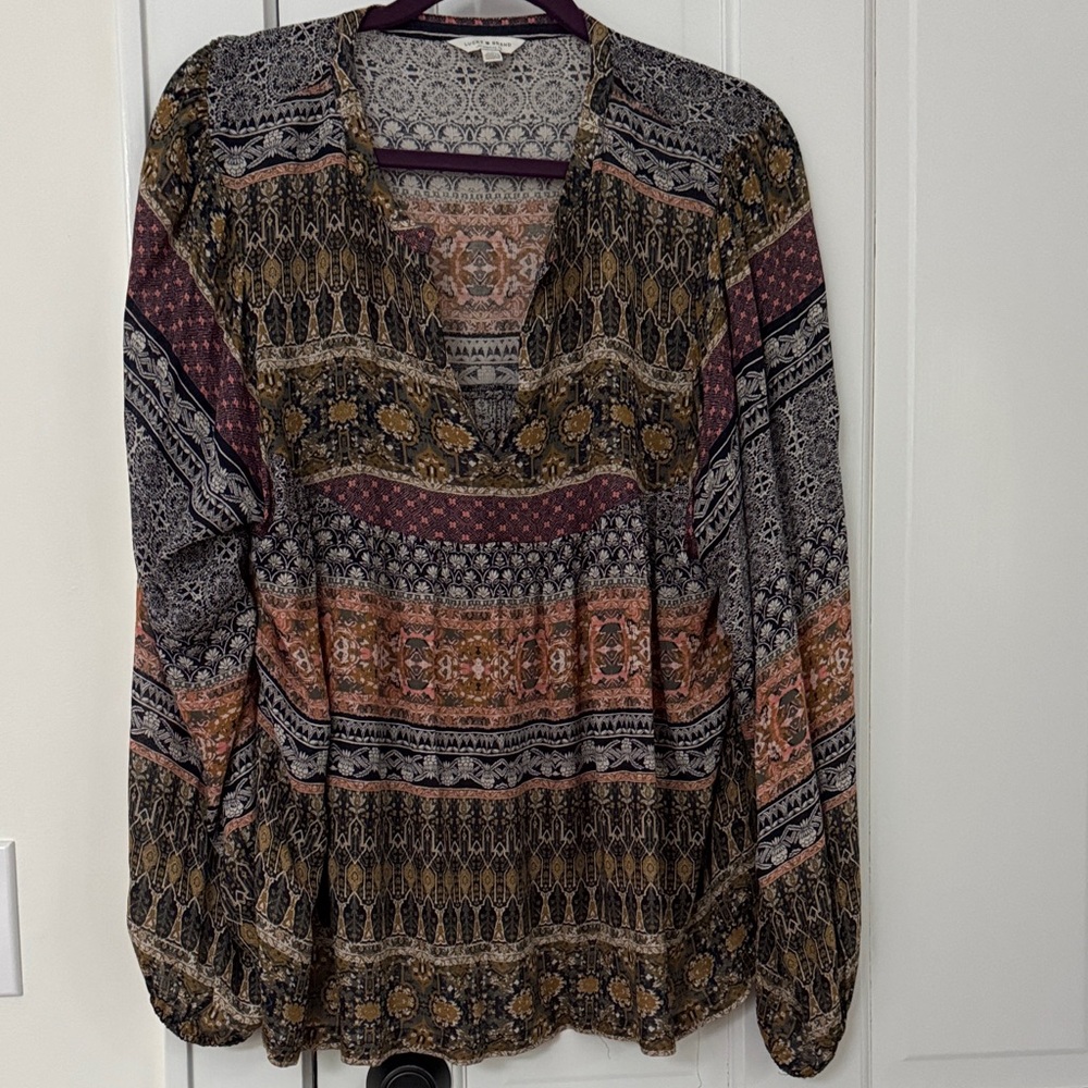 Boho Printed Long-Sleeve Blouse - Multi